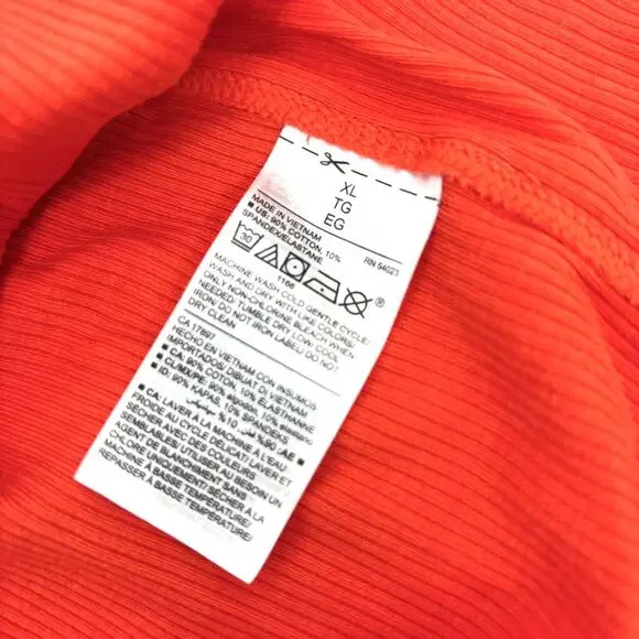 Old Navy First Layer Tank Top XL Ribbed Henley Functioning Button Orange - Picture 5 of 5